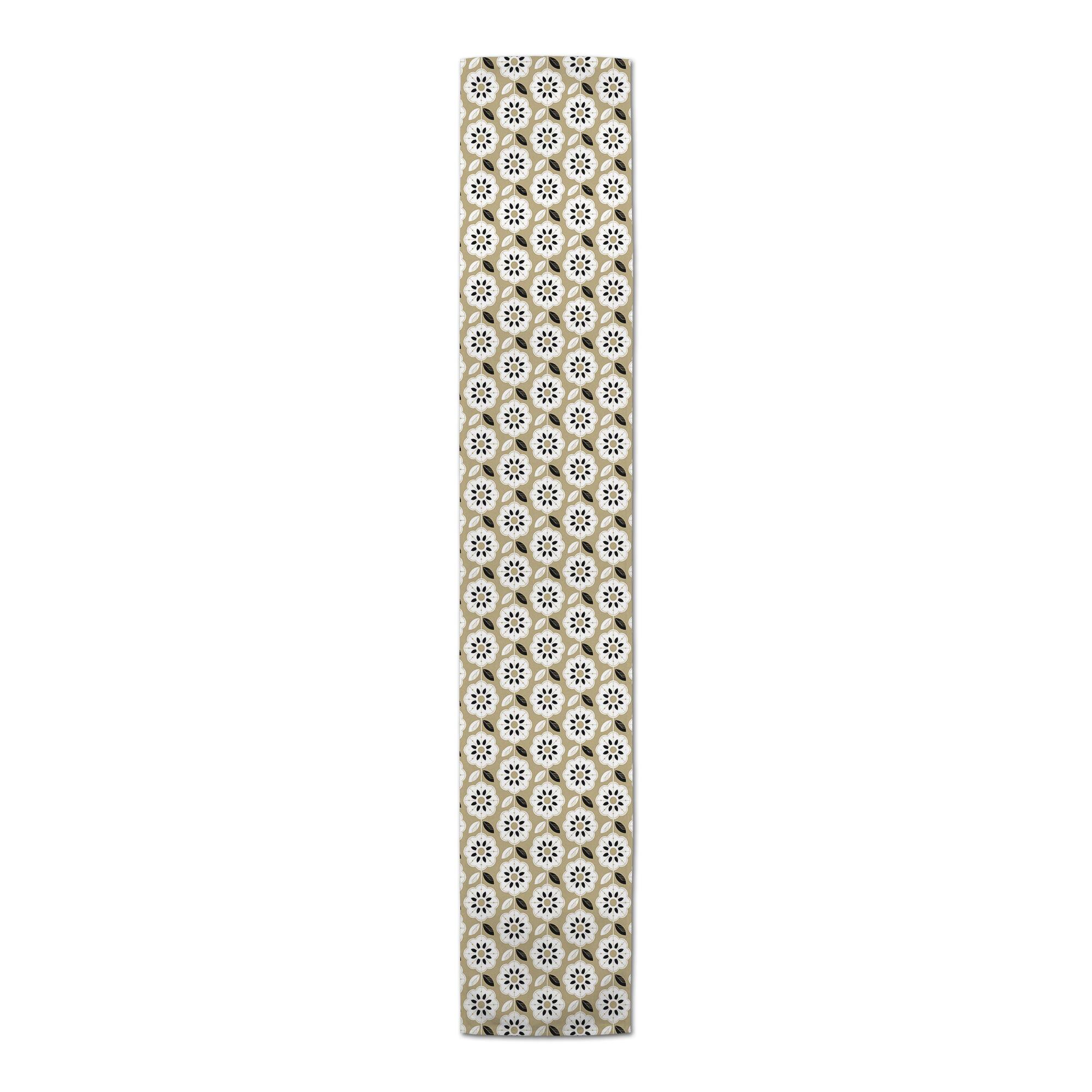 Mod Gold Flower 16" x 72" Cotton Twill Runner